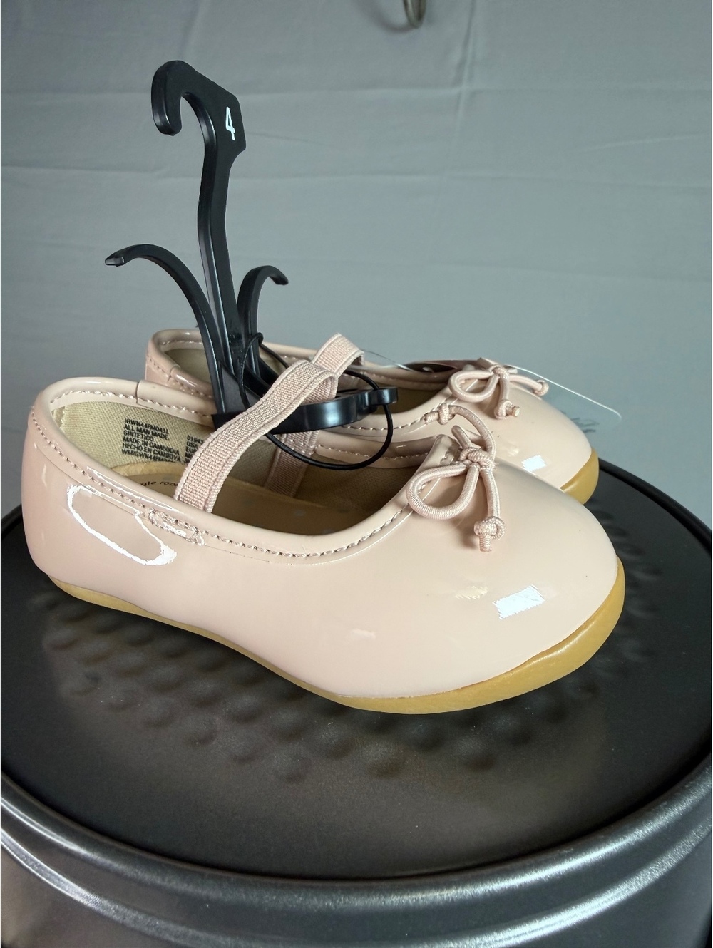 Wonder Nation Toddler Girls' Size 4 Pink Patent Leather Ballet Flats with Bow